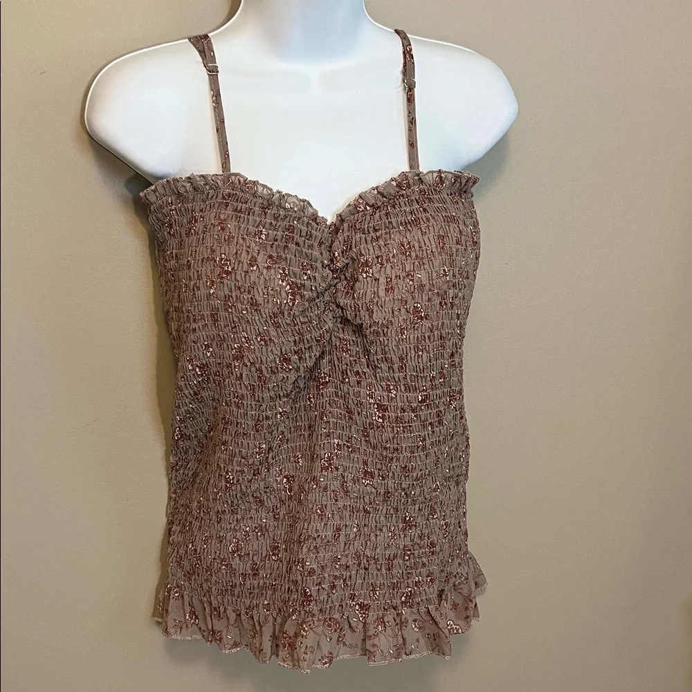Zenobia Size 1XL Floral Smocked Taupe Camisole NWT - Picture 3 of 8